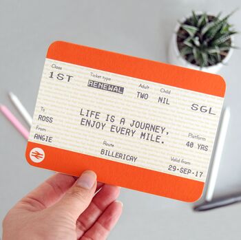 Personalised Train Ticket Birthday Card, 4 of 5