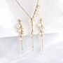 Womens Pearl Waterfall Necklace Earrings Jewellery Set, thumbnail 7 of 12