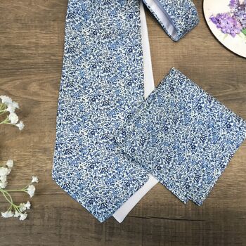 Liberty Cravat And Pocket Square Set For Men And Boys Km Blue, 5 of 6