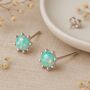 Sterling Silver Green Opal October Birthstone Stud Earrings, thumbnail 2 of 8