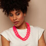 Statement Necklace Chunky Matte Neon Pink Chain Links, thumbnail 2 of 4