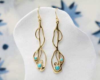 Gold And American Turquoise Earrings, 3 of 7