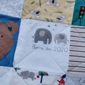 Baby Blanket, Keepsake Memory Milestone Patchwork Quilt, 9 of 9
