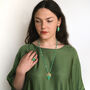 Chrysoprase Tourmaline Gold Plate Leaf Pendant, thumbnail 2 of 3
