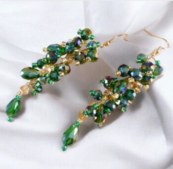 Green And Gold Crystal Earrings, 3 of 3
