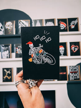 Biker Skeleton Santa Christmas Card, 5 of 5
