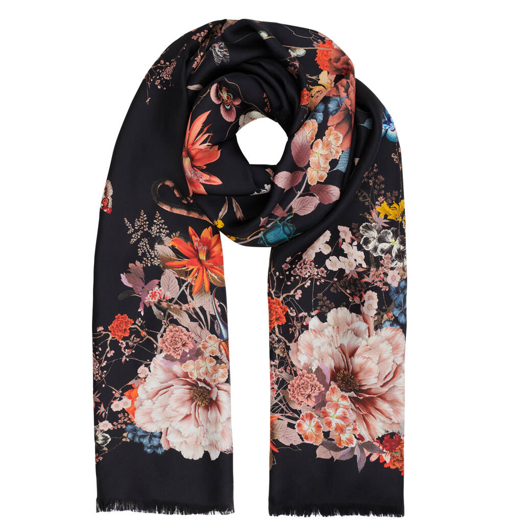 Silk Scarf Floral Magic Blooms By Helen Loveday | notonthehighstreet.com