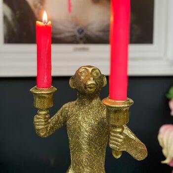 Monkey Standing Gold Candelabra, 3 of 6