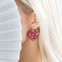 Pink Glitter Heart Shaped Dangle Earrings, thumbnail 2 of 6
