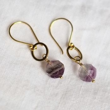 Gold Plated Circle And Gemstone Earrings, 5 of 12