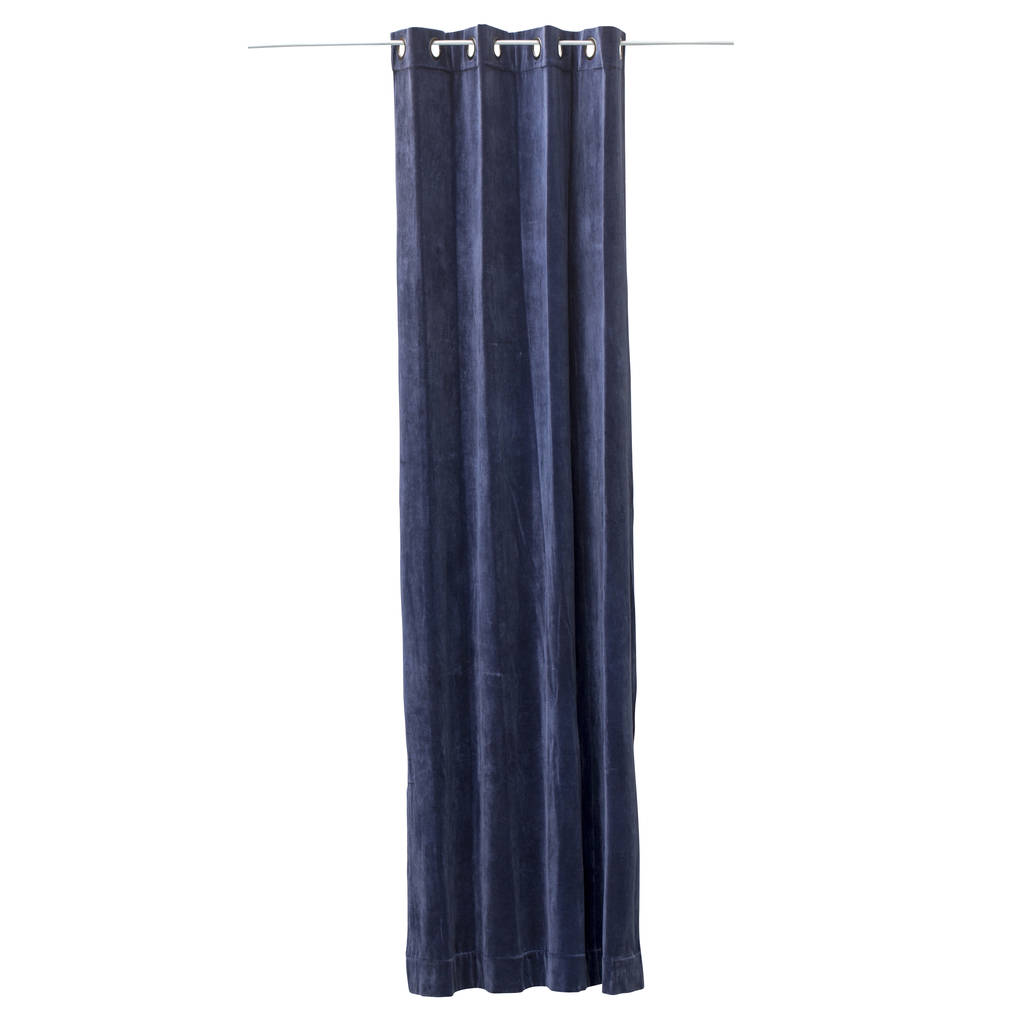 Blue Velvet Eyelet Curtain By Ella James