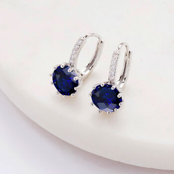 Navy Blue Crystal Huggie Statement Earrings, 3 of 3