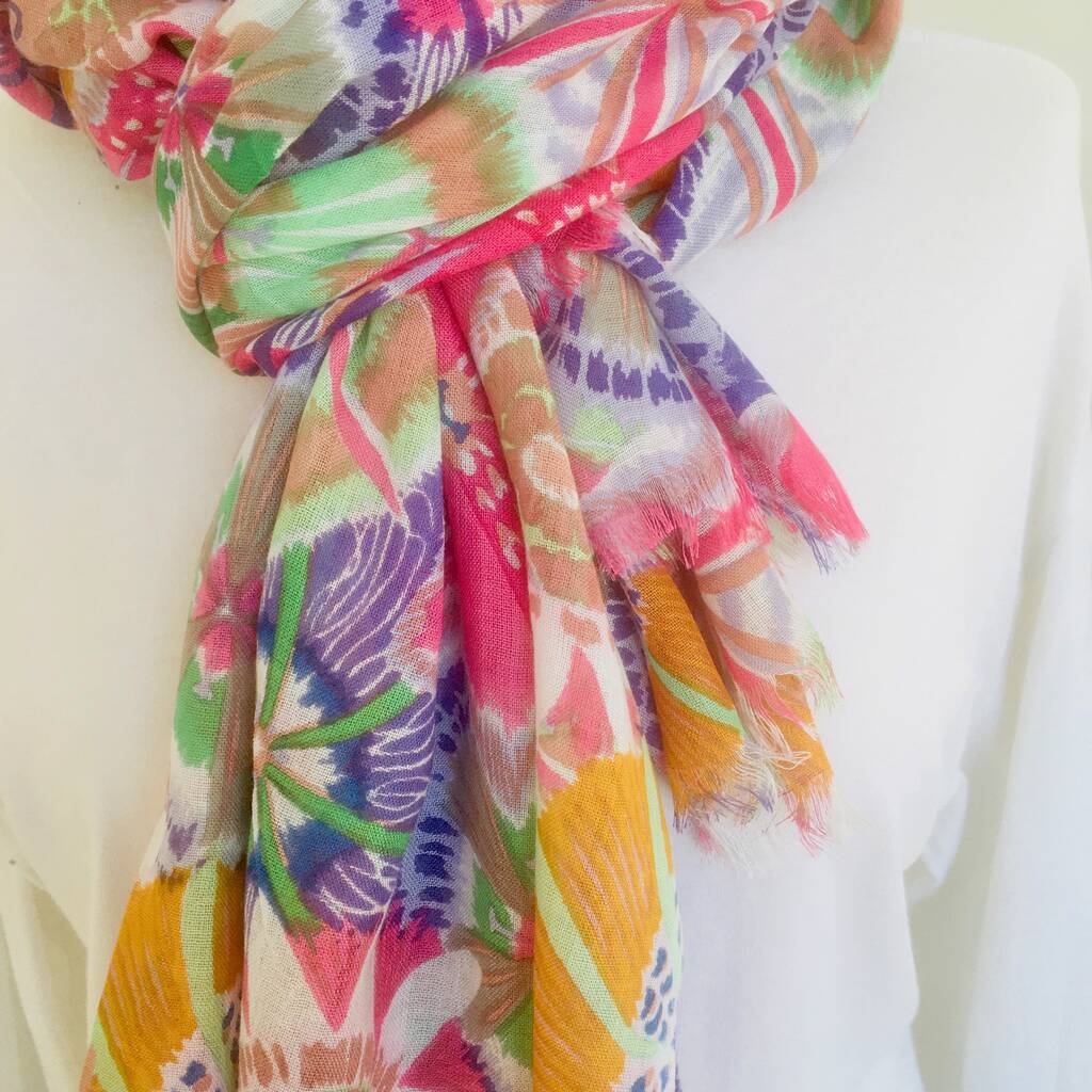 Pink Mix Floral Scarf By Chapel Cards