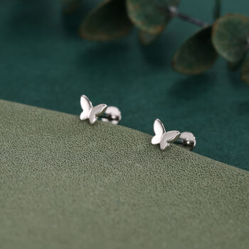 Sterling Silver Butterfly 16 G Flat Back Labret Earrings, 7 of 12