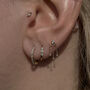 14k Solid Gold Topaz Dangly Chain Labret Stud, thumbnail 2 of 3