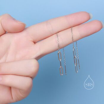 Link Chain Threader Earrings In Sterling Silver, 5 of 9