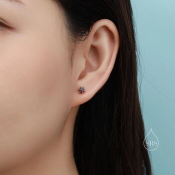 Cosmic Purple Opal Long Prong Stud Earrings, 6 of 10