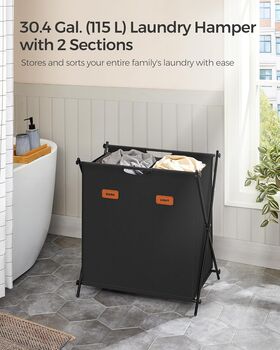Laundry Sorter Basket Multi Section Hamper, 3 of 8