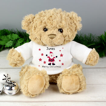 Personalised Spotty Santa Teddy Bear, 2 of 3