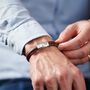 Personalised Men's New Baby Time And Date Leather Bracelet, thumbnail 3 of 6