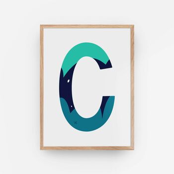 Green And Blue Personalised Initial Letter Art Print, 10 of 12