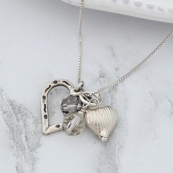 Two Heart Necklace In Sterling Silver, 7 of 9