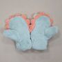 Children's Fluffy Cute Lion Mittens Ice Blue, thumbnail 2 of 2