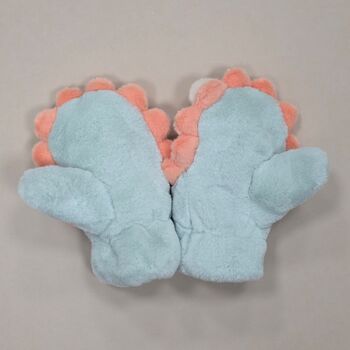 Children's Fluffy Cute Lion Mittens Ice Blue, 2 of 2