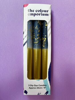 Gold, Grey And Blue Christmas Candles 'Starry Starry Night Gold', 5 of 5