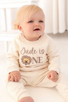 Personalised Embroidered Lion 'One' First Birthday Sweatshirt Jumper, 3 of 6