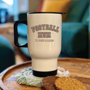 Personalised Football Mum Travel Coffee Cup, 2 of 3