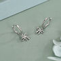 Ribbon Bow Huggie Hoop Earrings In Sterling Silver, thumbnail 5 of 12