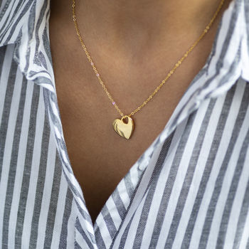 Polished Gold Plated Cut Out Heart Necklace, 3 of 11