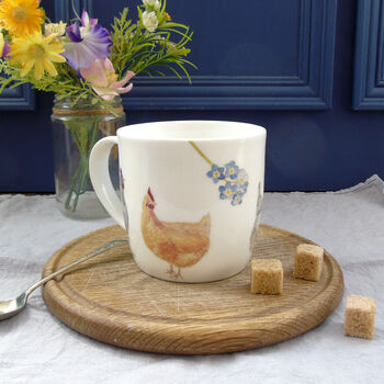 Fine Bone China Chickens And Forget Me Nots Easter Mug, 8 of 11