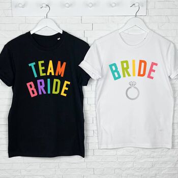 Team Bride Rainbow Arch Hen Do T Shirt, 2 of 2