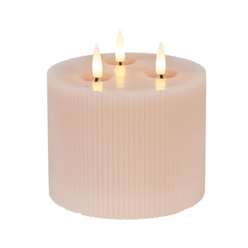 Three Wick Fluted Pink Tru Glow® Battery LED Candle, 3 of 3