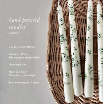 Hand Painted Floral Taper Candles, 3 of 5