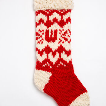 Personalised Christmas Stocking Knitting Kit Red, 7 of 8