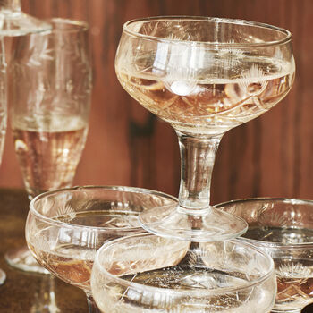 Two Cut Glass Coupe Champagne Glasses, 2 of 4