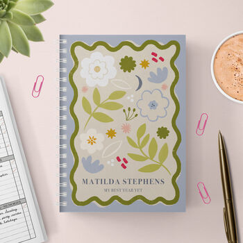 Personalised Floral Panel Combined Diary And Notebook, 5 of 12