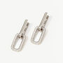 Sterling Silver Charm Earrings Drop Oval Hoops With Sparkling Charms, thumbnail 1 of 6