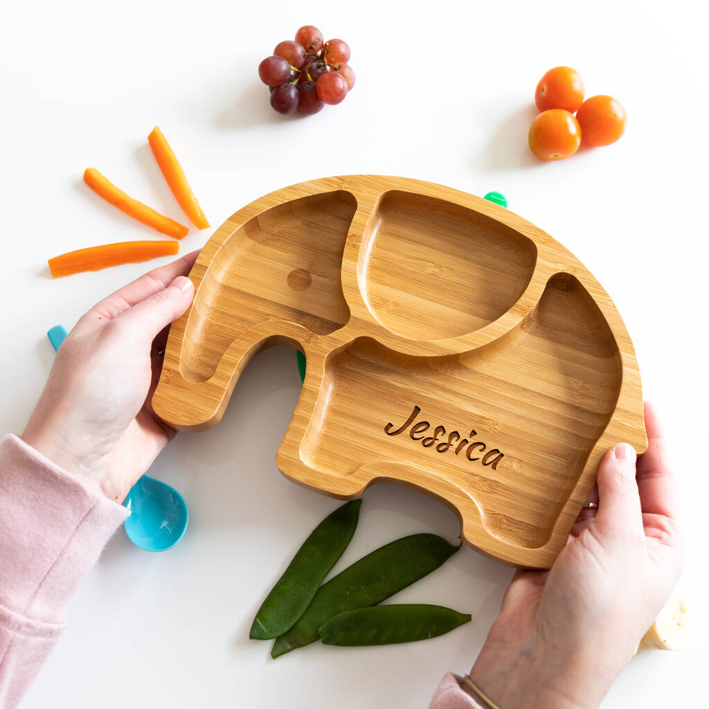 Personalised Elephant Suction Plate For Kids By Mirrorin