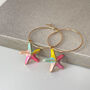 Colourful Pastel Enamel Starfish Hoop Earrings, thumbnail 5 of 5