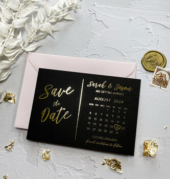Save The Date Black And Gold Wedding Invites, 4 of 6