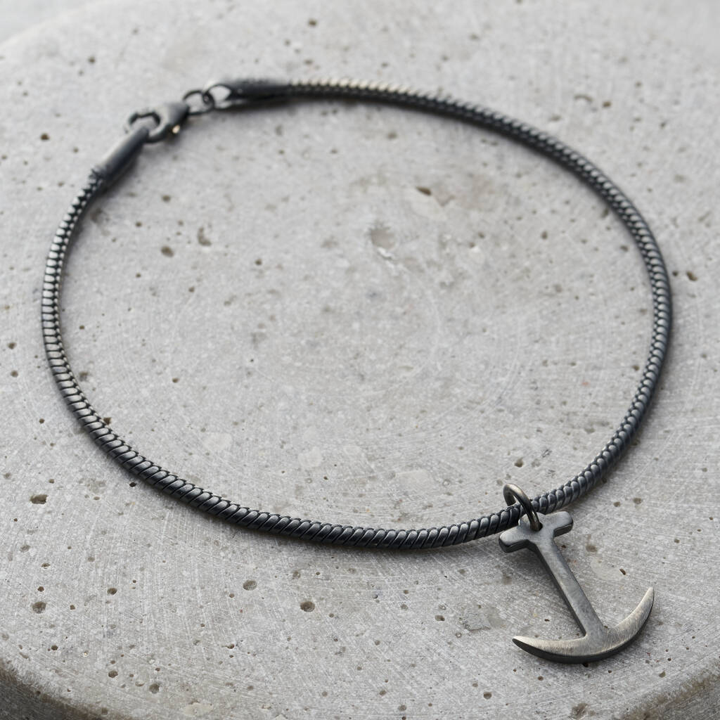 Personalised Men’s Anchor Charm Bracelet By Posh Totty Designs