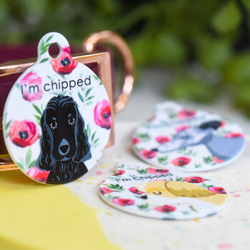 Premium Dog Breed ID Tag Red Flowers, 4 of 12