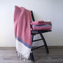 Herringbone Navy And Red Soft Cotton Throw, thumbnail 1 of 9
