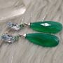 Green Onyx, Blue Topaz, Emerald Silver Earrings, thumbnail 5 of 6