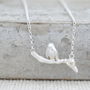 Lucky Robin On A Branch Necklace In Silver, thumbnail 1 of 5
