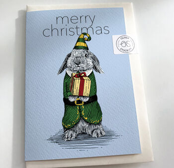 Bunny Elf Christmas Card, 2 of 8